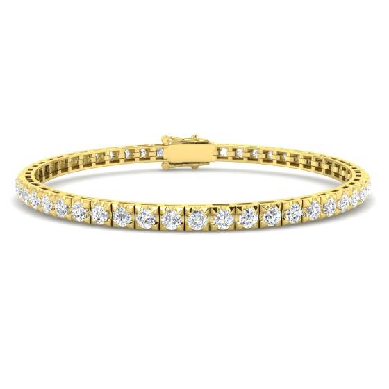 3.02ct SI2/G Round cut Natural Diamonds Tennis Bracelet in 9k Yellow Gold