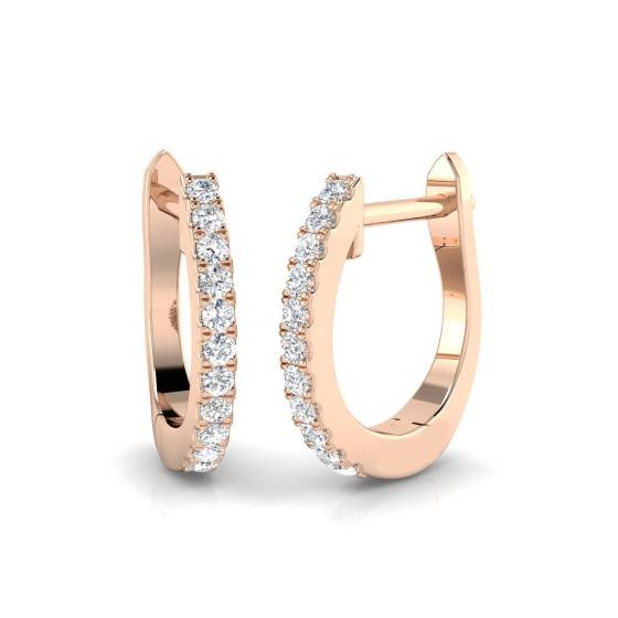 0.14ct SI2/G Round cut Natural Diamond Hoop Earrings in 18k Rose Gold
