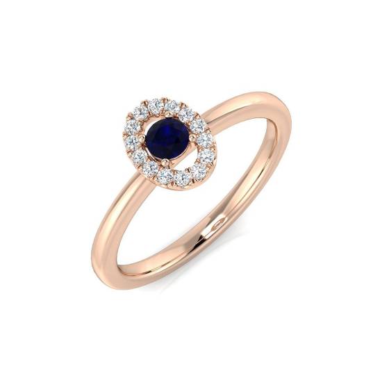 0.20ct SI2/G Round cut Blue Sapphire Gemstone Ring in 9k Rose Gold