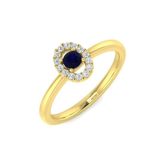 0.20ct SI2/G Round cut Blue Sapphire Gemstone Ring in 9k Yellow Gold