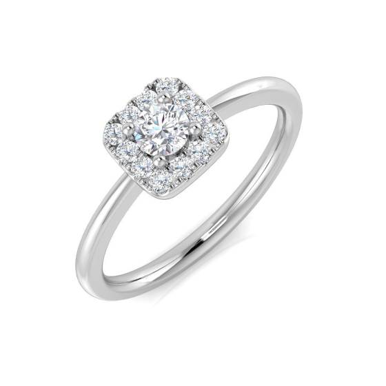 0.26ct SI1/G Round cut Natural Diamond Halo Ring in Platinum