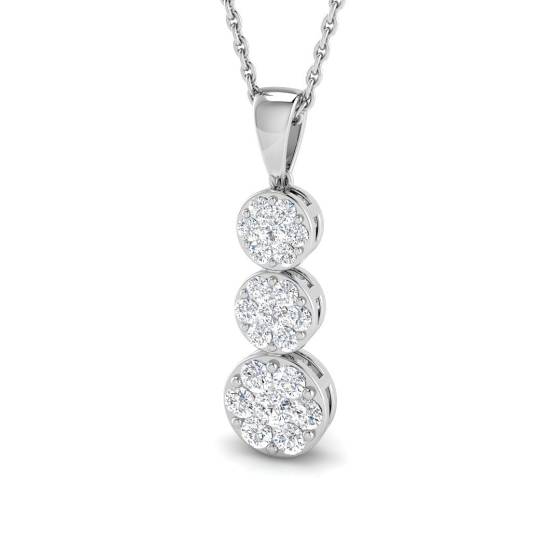 0.48ct I1/G Round cut Natural Diamond Cluster Pendant in 9k White Gold