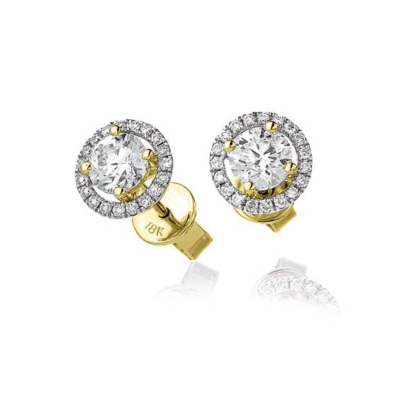 1.20ct SI/F-G Unique Round Natural Diamond Halo Earrings