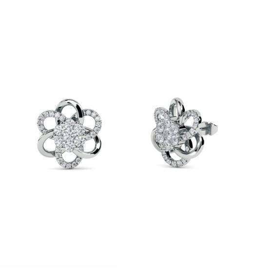 0.40ct VS/F-G Round Natural Diamond Designer Flower Earrings