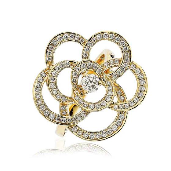 0.70ct VS/F-G Round Natural Diamond Cluster Flower Dress Ring