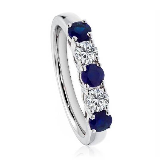 1.20ct VS/E-F Blue Sapphire and Natural Diamond Eternity Ring