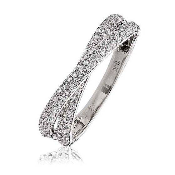 0.40ct SI/F-G Elegant Round Natural Diamond Cross Over Dress Ring