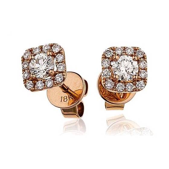 0.55ct VS/F-G Round Natural Diamond Halo Earrings