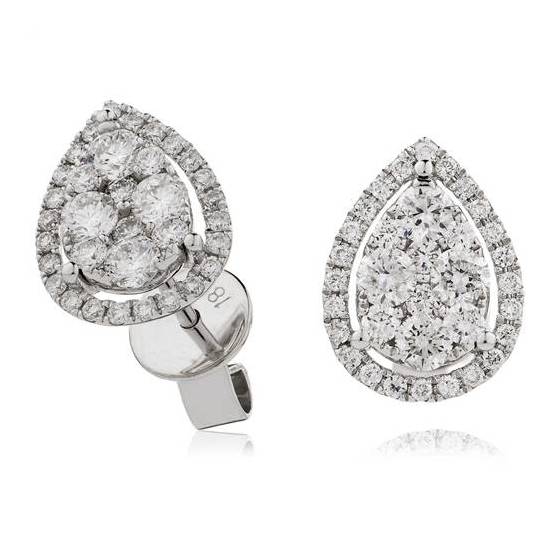 0.75ct VS/F-G Round Natural Diamond Cluster Earrings