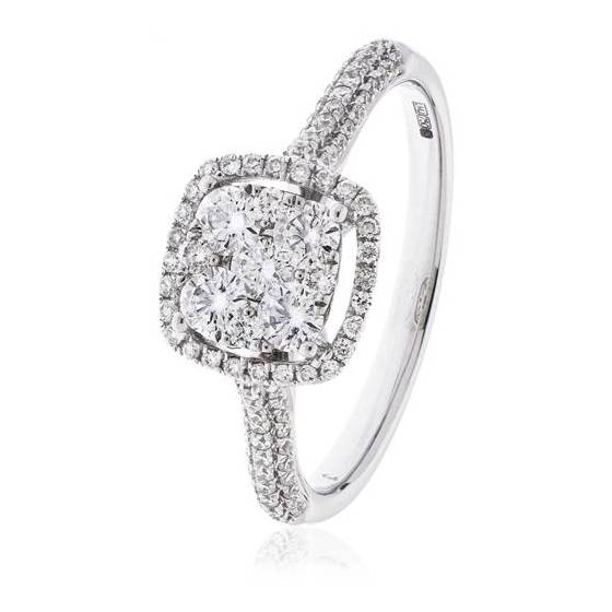 0.70ct VS/E-F Round Natural Diamond Cluster Ring