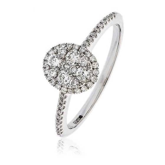 0.40ct VS/E-F Round Natural Diamond Cluster Ring