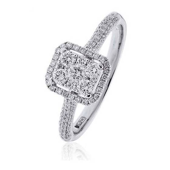 0.80ct VS/E-F Round Natural Diamond Cluster Ring