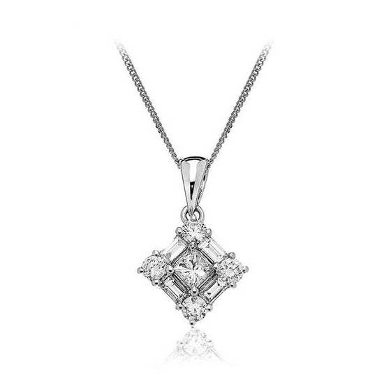 0.30ct VS/E-F Round Natural Diamond Cluster Pendant