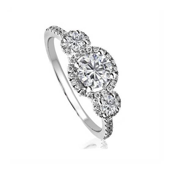 1.30ct VS/F-G Round Natural Diamond Designer Ring
