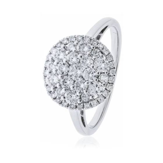 0.90ct VS/E-F Elegant Round Natural Diamond Cluster Ring
