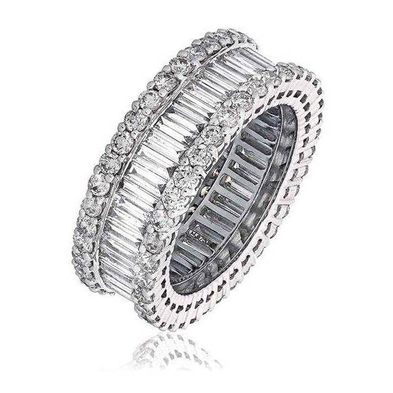 4.00ct VS/F-G Round and Baguette Natural Diamond Mulit Row Dress Ring