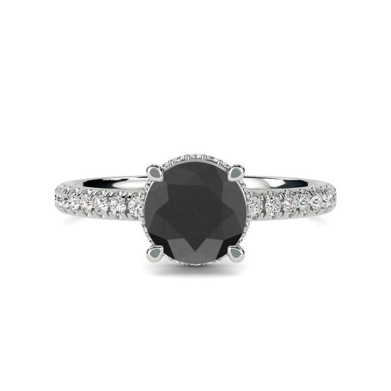 Black Diamond Shoulder Set Ring