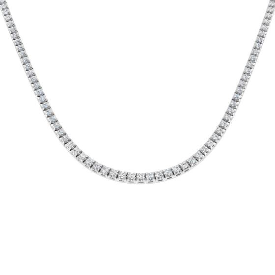 5.66ct SI2/G Round cut Natural Diamond Tennis Necklace in 18k White Gold