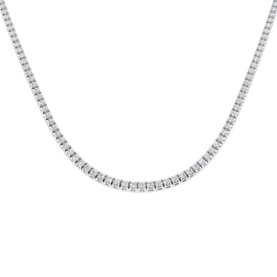 2.35ct SI2/G Round cut Natural Diamond Tennis Necklace in 9k White Gold