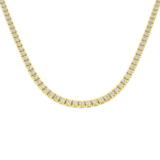 8.97ct SI2/G Round cut Natural Diamond Tennis Necklace in 18k Yellow Gold