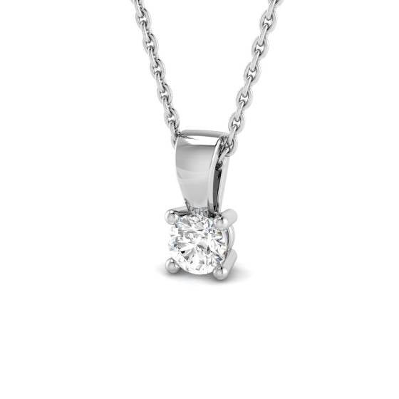 0.20ct SI2/G Round cut Natural Diamond Solitaire Pendant in 18k White Gold