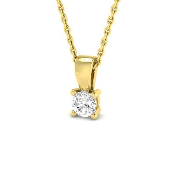 0.20ct SI2/G Round cut Natural Diamond Solitaire Pendant in 18k Yellow Gold