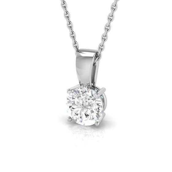 3.52ct SI2/I Round cut Natural Diamond Solitaire Pendant in 18k White Gold