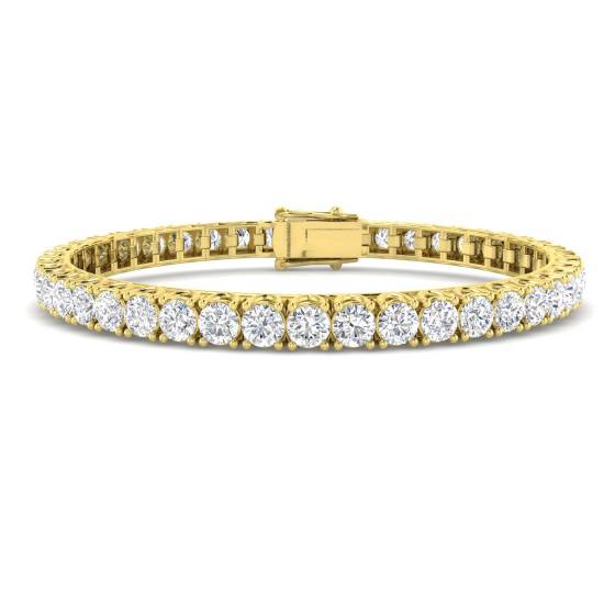 10.62ct SI1/E Round cut Natural Diamonds Tennis Bracelet in 18k Yellow Gold