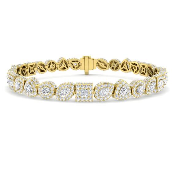 8.33ct SI1/G Pear cut Natural Diamonds Halo Bracelet in 18k Yellow Gold