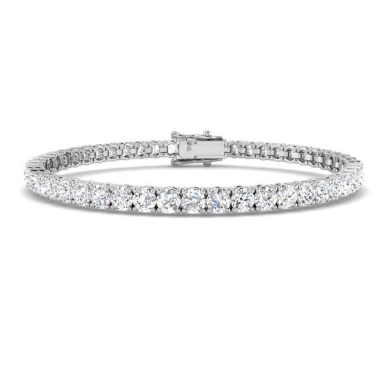 8.02ct SI2/G Round cut Natural Diamonds Tennis Bracelet in 18k White Gold