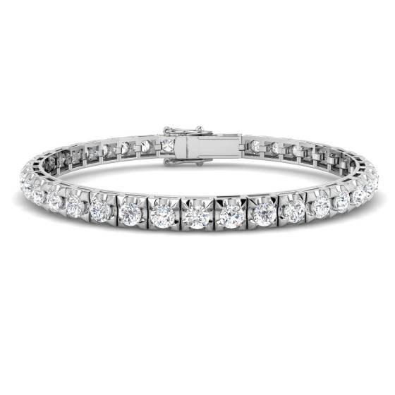 7.12ct SI2/G Round cut Natural Diamonds Tennis Bracelet in 18k White Gold