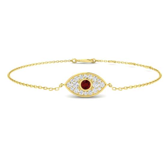 0.39ct SI2/G Round cut Natural Diamonds and Ruby Gemstone Bracelet in 9k Yellow Gold