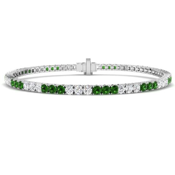 4.20ct SI2/G Round cut Tsavorite Gemstone Bracelet in 18k White Gold