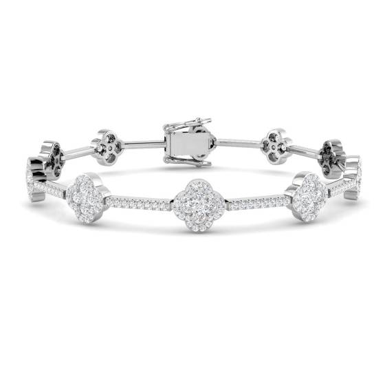 2.72ct SI2/G Round cut Natural Diamonds Designer Bracelet in 18k White Gold