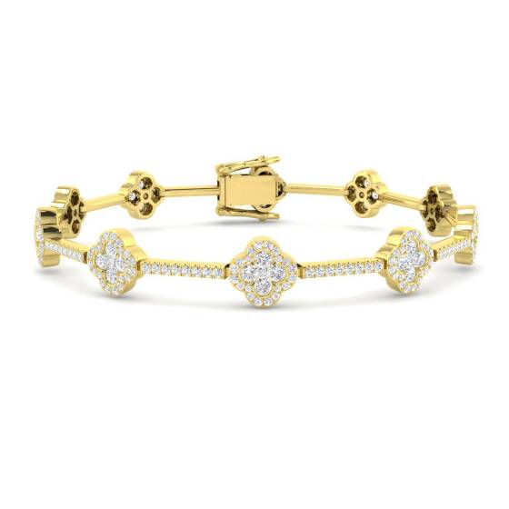2.72ct SI2/G Round cut Natural Diamonds Designer Bracelet in 18k Yellow Gold