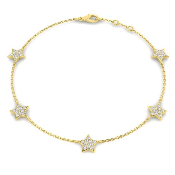 0.31ct SI2/G Round cut Natural Diamonds Designer Bracelet in 18k Yellow Gold