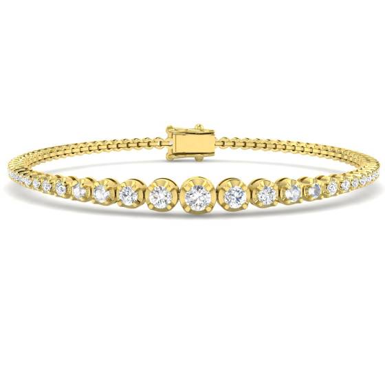 1.76ct I1/G Round cut Natural Diamond Tennis Bracelet in 9k Yellow Gold