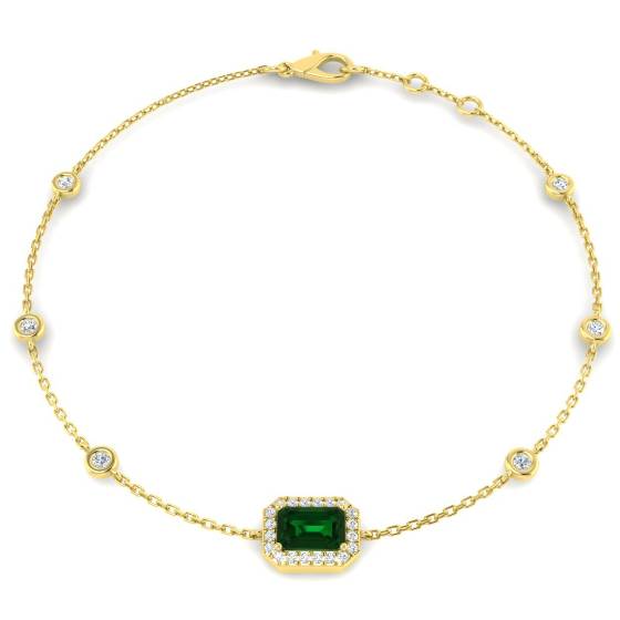 0.81ct SI2/G Emerald cut Emerald Gemstone Bracelet in 18k Yellow Gold