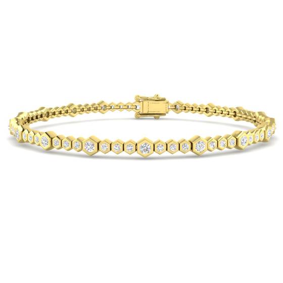 1.65ct SI2/G Round cut Natural Diamonds Tennis Bracelet in 18k Yellow Gold