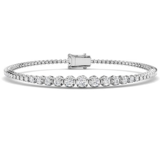 1.07ct I1/G Round cut Natural Diamonds Tennis Bracelet in 9k White Gold