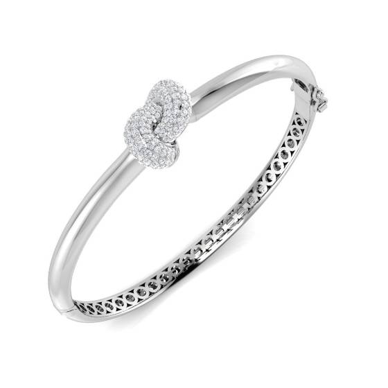 0.91ct SI2/G Round cut Natural Diamonds Fancy Designs Bangle in 9k White Gold