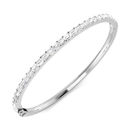 2.66ct SI1/G Baguette cut Natural Diamonds Fancy Bangle in 18k White Gold