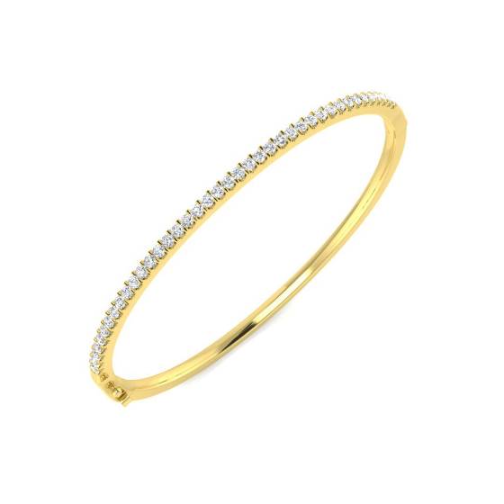 1.06ct SI2/G Round cut Natural Diamonds Fancy Bangle in 9k Yellow Gold