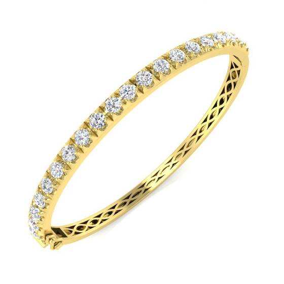1.97ct SI2/G Round cut Natural Diamonds Fancy Bangle in 9k Yellow Gold