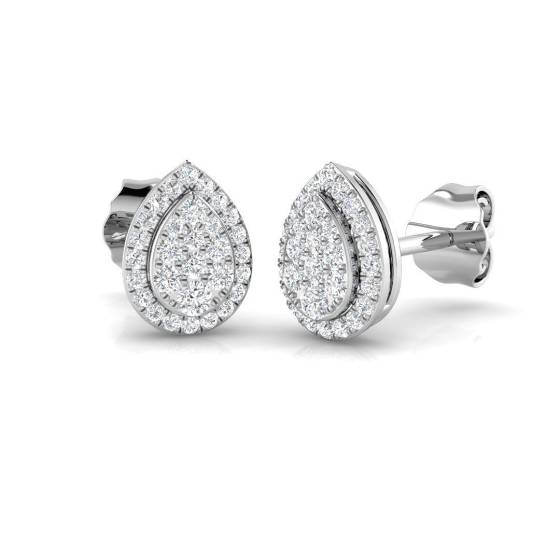 0.23ct SI2/G Round cut Natural Diamond Cluster Earrings in 9k White Gold