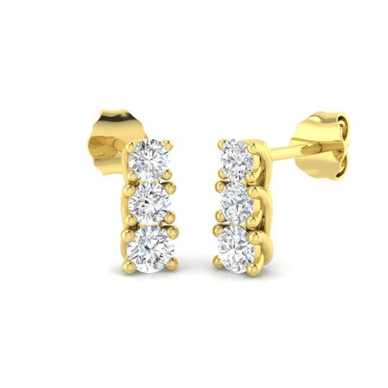 0.60ct SI2/G Round cut Natural Diamond Drop Earrings in 18k Yellow Gold