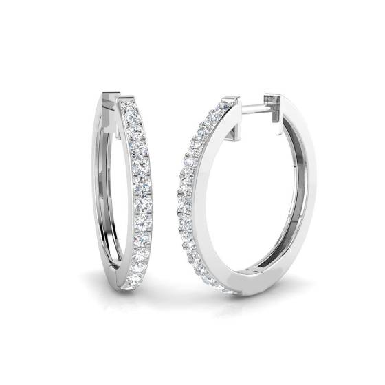 0.46ct SI2/G Round cut Natural Diamond Hoop Earrings in 9k White Gold