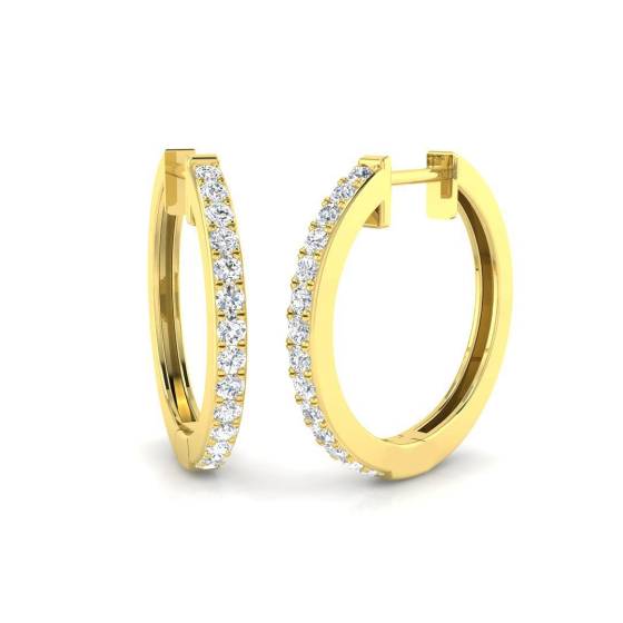 0.46ct SI2/G Round cut Natural Diamond Hoop Earrings in 9k Yellow Gold