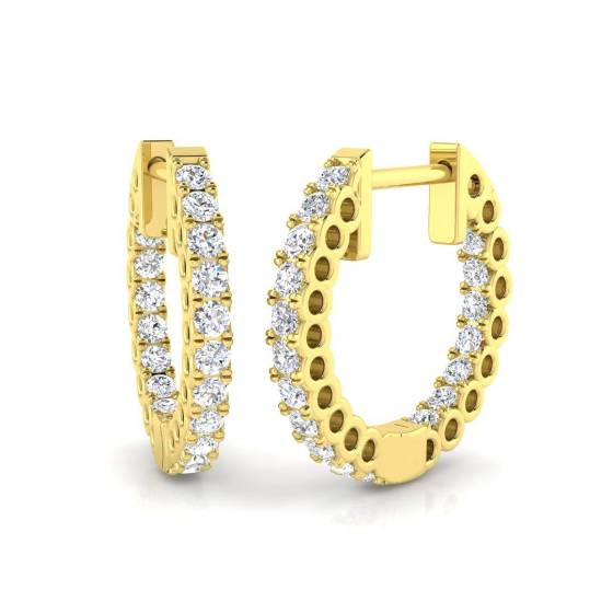 0.49ct I1/G Round cut Natural Diamond Hoop Earrings in 9k Yellow Gold