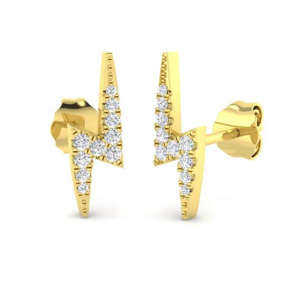 0.09ct SI2/G Round cut Natural Diamond Cluster Earrings in 18k Yellow Gold